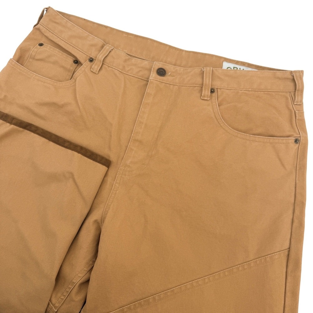 Orvis Pants Mens 38x30 Brown Canvas Double Knee Workwear Outdoor Gorpcore Heavy